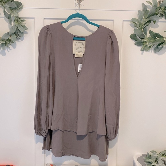 Free People Women's Ottoman Slouchy Stretch Tunic, Taupe, Brown. NWT - Picture 3 of 10